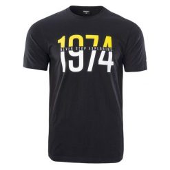 Koszulka męska Hi-Tec Rolic - czarna, Rozmiar L. Czarne t-shirty męskie Hi-tec, l, bez wzorów, z bawełny, bez kołnierzyka, bez ramiączek. Za 34.99 zł.