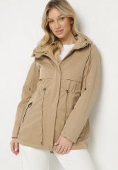 Ciemnobeżowa Kurtka Parka Dwustronna Korilea. Brązowe kurtki damskie Born2be, l, bez wzorów, bez kaptura. Za 239.99 zł.