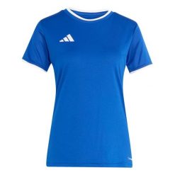 Koszulka damska adidas Entrada Jersey. Białe bluzki damskie Adidas, bez wzorów, z jersey, sportowe, bez kołnierzyka, bez ramiączek. Za 60.99 zł.