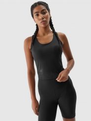 4F Top treningowy z niskim wsparciem damski - czarny XXL. Czarne koszulki sportowe damskie 4F, xs, bez wzorów, z dzianiny, bez ramiączek, na fitness i siłownię. W wyprzedaży za 49.99 zł.
