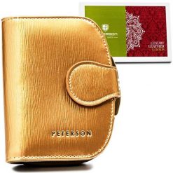 Portfel damski Peterson PTN 43972-SH złoty. Żółte portfele damskie Peterson, ze skóry. Za 97.99 zł.