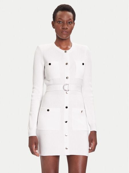 Liu Jo Sukienka dzianinowa MF5371 MS99E Biały Slim Fit. Białe sukienki damskie Liu Jo, s, bez wzorów, z dzianiny, bez kołnierzyka, bez ramiączek. Za 719.99 zł.