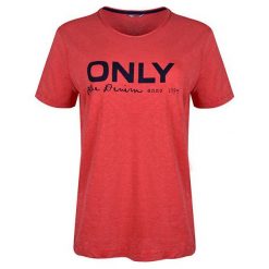 ONLY Koszulka damska Logo Slub Dnm Tee Mars Red (rozmiar XS). Czerwone bluzki damskie ONLY, xs, bez wzorów, bez kołnierzyka, bez ramiączek. W wyprzedaży za 54.00 zł.