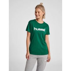 Koszulka sportowa z krótkim rękawem damska Hummel Cotton Logo. Białe koszulki sportowe damskie Hummel, xl, bez wzorów, bez ramiączek, do piłki nożnej. Za 59.00 zł.