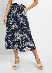 Spódnica maxi z miekkiej wiskozy z wygodnym ściągaczem w talii. Niebieskie spódnice damskie bonprix, bez wzorów, z wiskozy, maxi. Za 99.99 zł.