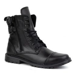 Olivier Buty męskie botki militarne motocyklowe skórzane 83KZ czarne. Czarne botki męskie na zimę, bez wzorów, militarne, bez obcasa, bez zapięcia. Za 453.66 zł.