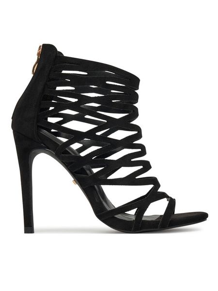 DeeZee Sandały YUCHR972-S-YD1 Czarny. Czarne sandały damskie DeeZee, bez wzorów, z materiału, bez obcasa, na szpilce, bez zapięcia. Za 159.99 zł.