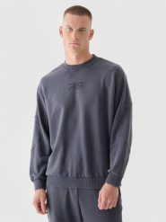 4F Bluza dresowa oversize bez kaptura męska 4F x Robert Lewandowski - szara L. Szare bluzy męskie 4F, l, bez wzorów, z bawełny, klasyczne, bez ramiączek, bez kaptura. W wyprzedaży za 119.99 zł.