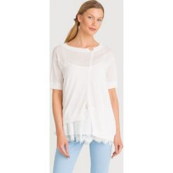 SWETER LE COEUR Twinset. Białe swetry nierozpinane damskie Twinset, l, bez wzorów, z koronki, bez kołnierzyka, bez ramiączek. Za 377.40 zł.