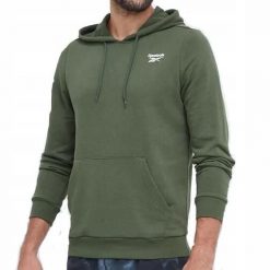 Bluza na co dzień męska REEBOK z kapturem. Zielone bluzy sportowe męskie Reebok, m, bez wzorów, z kapturem, na fitness i siłownię. Za 229.00 zł.