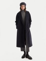 Weekend Max Mara Płaszcz wełniany Tempera 2525016082 Granatowy Regular Fit. Niebieskie płaszcze damskie Weekend Max Mara, na zimę, bez wzorów, z wełny, bez kołnierzyka, bez kaptura. Za 3,779.00 zł.