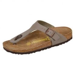 Klapki damskie Birkenstock Gizeh Stone Birkoflor. Żółte klapki damskie Birkenstock, bez wzorów, z materiału, bez obcasa, bez zapięcia. Za 359.00 zł.