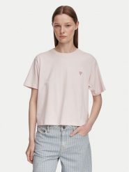 Guess Jeans T-Shirt W4YI05 K8HM0 Różowy jasny Boxy Fit. Czerwone t-shirty damskie Guess Jeans, m, z aplikacjami, z bawełny, bez kołnierzyka, bez ramiączek. Za 129.99 zł.