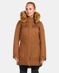 Damski płaszcz zimowy Kilpi PERU-W. Brązowe płaszcze damskie Kilpi, na zimę, m, bez wzorów, z materiału, eleganckie, bez kołnierzyka, bez kaptura. Za 350.50 zł.