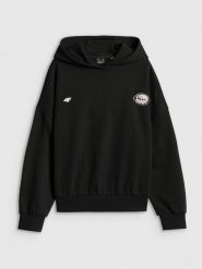 4F Bluza dresowa oversize z kapturem damska - czarna S. Czarne bluzy damskie 4F, s, bez wzorów, z dresówki, sportowe, bez ramiączek, z kapturem. Za 179.99 zł.