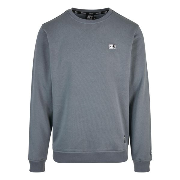 Sweter z okrągłym dekoltem Starter Essential. Niebieskie swetry męskie Starter, l, z aplikacjami, z bawełny, bez kołnierzyka, bez ramiączek. Za 240.00 zł.