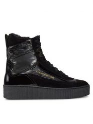Tommy Hilfiger Botki Patent Laceup City Snow Boot FW0FW07841 Czarny. Czarne botki damskie Tommy Hilfiger, bez wzorów, ze skóry, bez obcasa, na płaskiej podeszwie, bez zapięcia. Za 639.99 zł.