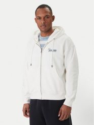 Guess Jeans Bluza M6GQB6 KCPR1 Biały Boxy Fit. Białe bluzy męskie Guess Jeans, m, z aplikacjami, z bawełny, bez ramiączek, bez kaptura. Za 355.99 zł.