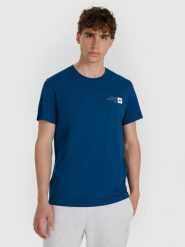 4F T-shirt regular z nadrukiem męski - turkusowy XL. Niebieskie t-shirty męskie 4F, m, bez wzorów, z bawełny, bez kołnierzyka, bez ramiączek. Za 49.99 zł.
