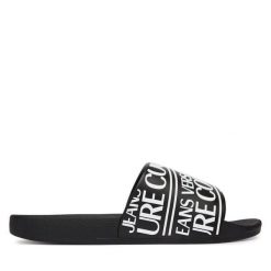 Klapki Versace Jeans Couture. Czarne klapki męskie Versace Jeans Couture, bez wzorów, z jeansu, bez zapięcia. Za 275.99 zł.