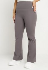 Szare Spodnie Dzwony Materiałowe Ellavine. Szare spodnie materiałowe damskie Born2be, bez wzorów, z jeansu, eleganckie, z podwyższonym stanem. Za 69.99 zł.