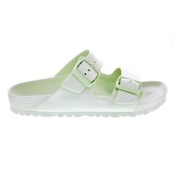Klapki damskie Birkenstock Arizona Eva. Zielone klapki damskie Birkenstock, bez wzorów, z materiału, klasyczne, bez obcasa, bez zapięcia. Za 329.00 zł.