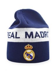 Czapka Real Madryt. Niebieskie czapki damskie REAL MADRID, na zimę, bez wzorów, z gumy. Za 99.00 zł.