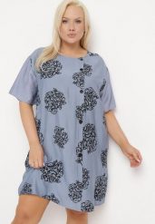 Niebieska Bawełniana Sukienka z Krótkim Rękawem z Kieszeniami i Guzikami Bellilla. Niebieskie sukienki damskie Born2be, do pracy, l, bez wzorów, z bawełny, biznesowe, bez kołnierzyka, plus size, bez ramiączek, mini, dopasowane. Za 79.99 zł.