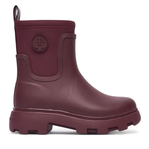 Kalosze Tommy Hilfiger. Czerwone kalosze damskie Tommy Hilfiger, bez wzorów, bez zapięcia. Za 440.99 zł.