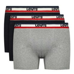 Bokserki Męskie (zestaw 3 Sztuk). Czarne bokserki męskie Levi's®, bez wzorów, z bawełny. Za 189.99 zł.