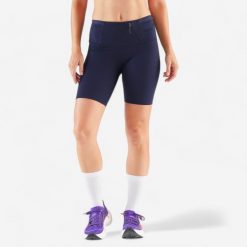 Legginsy do biegania krótkie damskie Kiprun Run 900 Light. Niebieskie legginsy damskie KIPRUN, bez wzorów, z materiału. Za 99.99 zł.