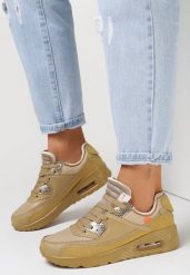 Beżowe Buty Sportowe Nymerris. Brązowe obuwie sportowe damskie Born2be, z aplikacjami, bez zapięcia. Za 99.99 zł.