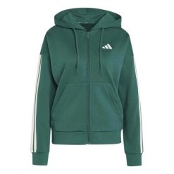 Bluza Adidas Sport W 3S Fl Fz Hd Damskie. Zielone bluzy damskie Adidas, m, bez wzorów, z bawełny, sportowe, bez ramiączek, z kapturem. Za 335.99 zł.