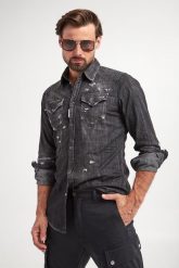 Koszula męska jeansowa DSQUARED2. Koszule męskie Dsquared2, m, bez wzorów, z jeansu, bez kołnierzyka, bez ramiączek. W wyprzedaży za 2,127.20 zł.