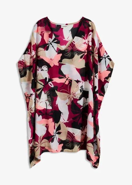 Tunika plażowa oversize. Fioletowe tuniki damskie bonprix, bez wzorów, eleganckie, bez ramiączek. Za 69.99 zł.