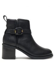 Clarks Botki Chamberly Trim 26178833 Czarny. Czarne botki damskie Clarks, bez wzorów, ze skóry, bez obcasa, na słupku, bez zapięcia. Za 519.99 zł.