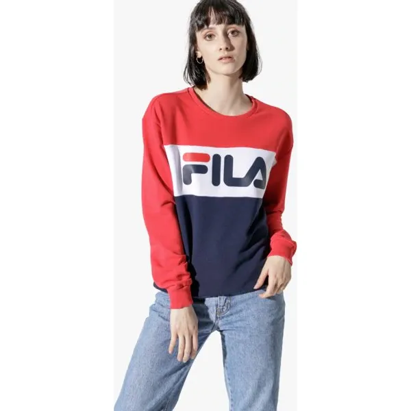 Fila Bluza Leah Crew Sweat , granatowy, rozmiar XS. Niebieskie bluzy damskie Fila, s, bez wzorów, z bawełny, bez ramiączek, bez kaptura. W wyprzedaży za 219.99 zł.