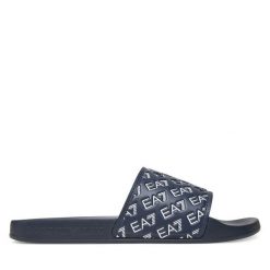 Klapki EA7 Emporio Armani. Niebieskie klapki męskie EA7 Emporio Armani, bez wzorów, bez zapięcia. Za 169.99 zł.
