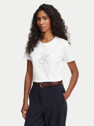 Beverly Hills Polo Club T-Shirt L1608-HR Biały Regular Fit. Białe t-shirty damskie Beverly Hills Polo Club, l, bez wzorów, z bawełny, bez kołnierzyka, bez ramiączek. Za 169.99 zł.