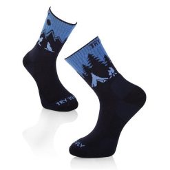 Ciemnoniebieskie skarpetki trekkingowe z wełny merynosów Wolf. Niebieskie skarpetki damskie TRY TO FLY, bez wzorów, z wełny. Za 86.14 zł.