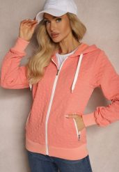 Różowa Bluza z Bawełną i Kapturem na Suwak Arsetia. Czerwone bluzy damskie Renee, l, bez wzorów, z bawełny, bez ramiączek. Za 79.99 zł.