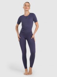 4F Legginsy do jogi i pilatesu szybkoschnące damskie - granatowe L. Niebieskie legginsy damskie 4F, l, bez wzorów, z dzianiny, z podwyższonym stanem, na jogę i pilates. Za 169.99 zł.