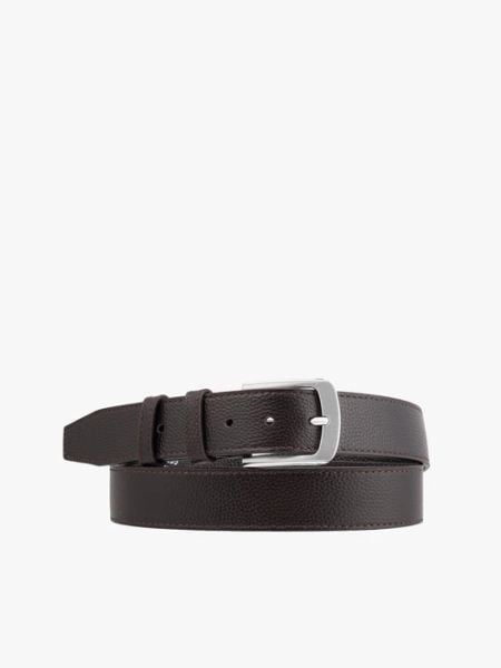 Ciemnobrązowy skórzany pasek. Brązowe paski męskie Ryłko, z jeansu, eleganckie. Za 129.99 zł.