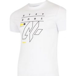 T-shirt męski TSM200 - biały. Białe t-shirty męskie 4F, m, bez wzorów, bez kołnierzyka, bez ramiączek. W wyprzedaży za 39.99 zł.