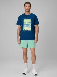 4F Spodenki plażowe boardshorty męskie - miętowe XXL. Niebieskie szorty męskie 4F, bez wzorów, z materiału. Za 79.99 zł.