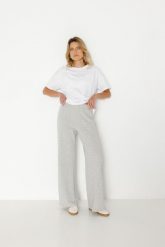 SPODNIE JESS SZARY MELANŻ S - Flawless. Szare spodnie dresowe damskie Flawless, bez wzorów, z gumy, biznesowe, długie. Za 319.00 zł.