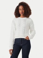 Guess Sweter W6YR21 Z0965 Biały Regular Fit. Białe swetry nierozpinane damskie Guess, xl, z aplikacjami, z bawełny, bez kołnierzyka, bez ramiączek. Za 424.99 zł.