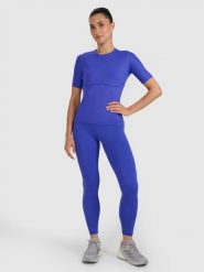 4F Legginsy treningowe szybkoschnące damskie - granatowe L. Niebieskie legginsy damskie 4F, l, bez wzorów, z dzianiny, z podwyższonym stanem, na fitness i siłownię. Za 169.99 zł.