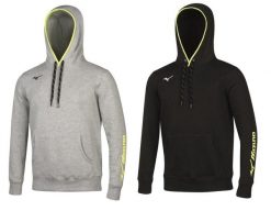 Bluza z kapturem Mizuno Team. Czarne bluzy damskie Mizuno, xl, bez wzorów, z poliesteru, bez ramiączek, z kapturem. Za 270.50 zł.