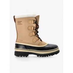 Buty trekkingowe męskie Sorel Caribou. Brązowe buty zimowe męskie Sorel, na zimę, bez wzorów, bez obcasa, bez zapięcia. Za 597.99 zł.